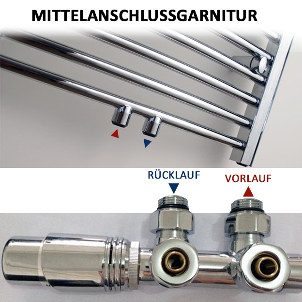 Heated towel rail towel warmer CHROME bent - R20C Heated towel rail towel warmer CHROME bent - R20C