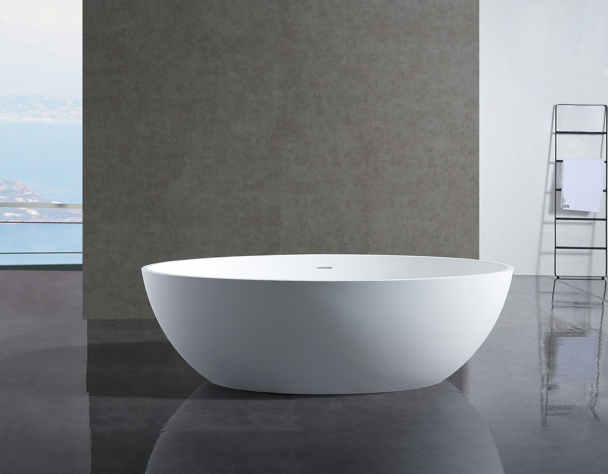 Freistehende Badewanne Aus Mineralguss Relax 176x103cm Verschiedene Farben Zubehor Optional