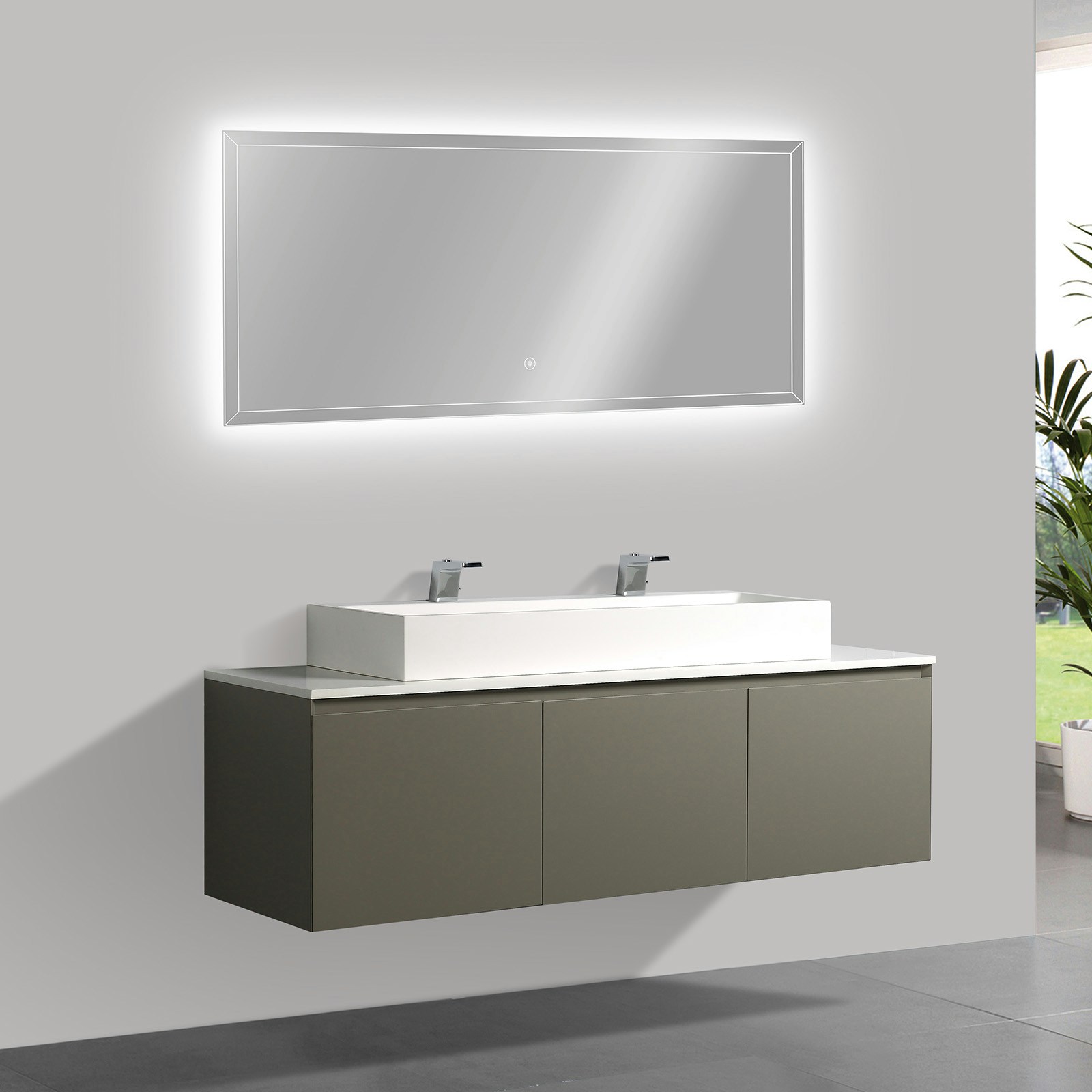 Bathroom Furniture Set Luna 1600 Matte Grey Solid Surface