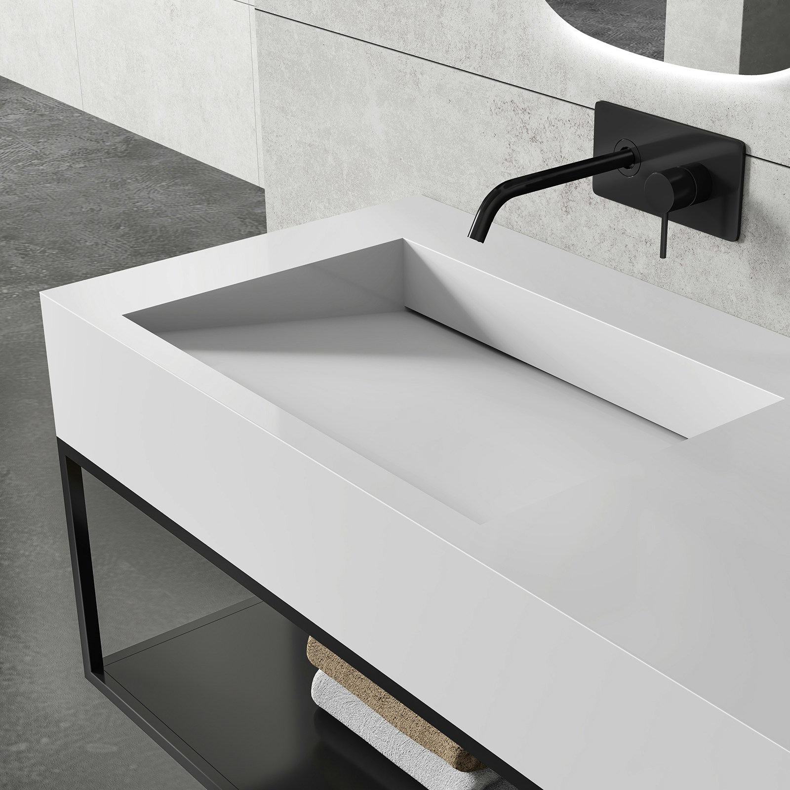 Waschbecken Metallkonsole 150S hängend - Schwarz matt - passendes Untergestell für BERNSTEIN Waschbecken TWG16 Waschbecken Metallkonsole 150S hängend - Schwarz matt - passendes Untergestell für BERNSTEIN Waschbecken TWG16