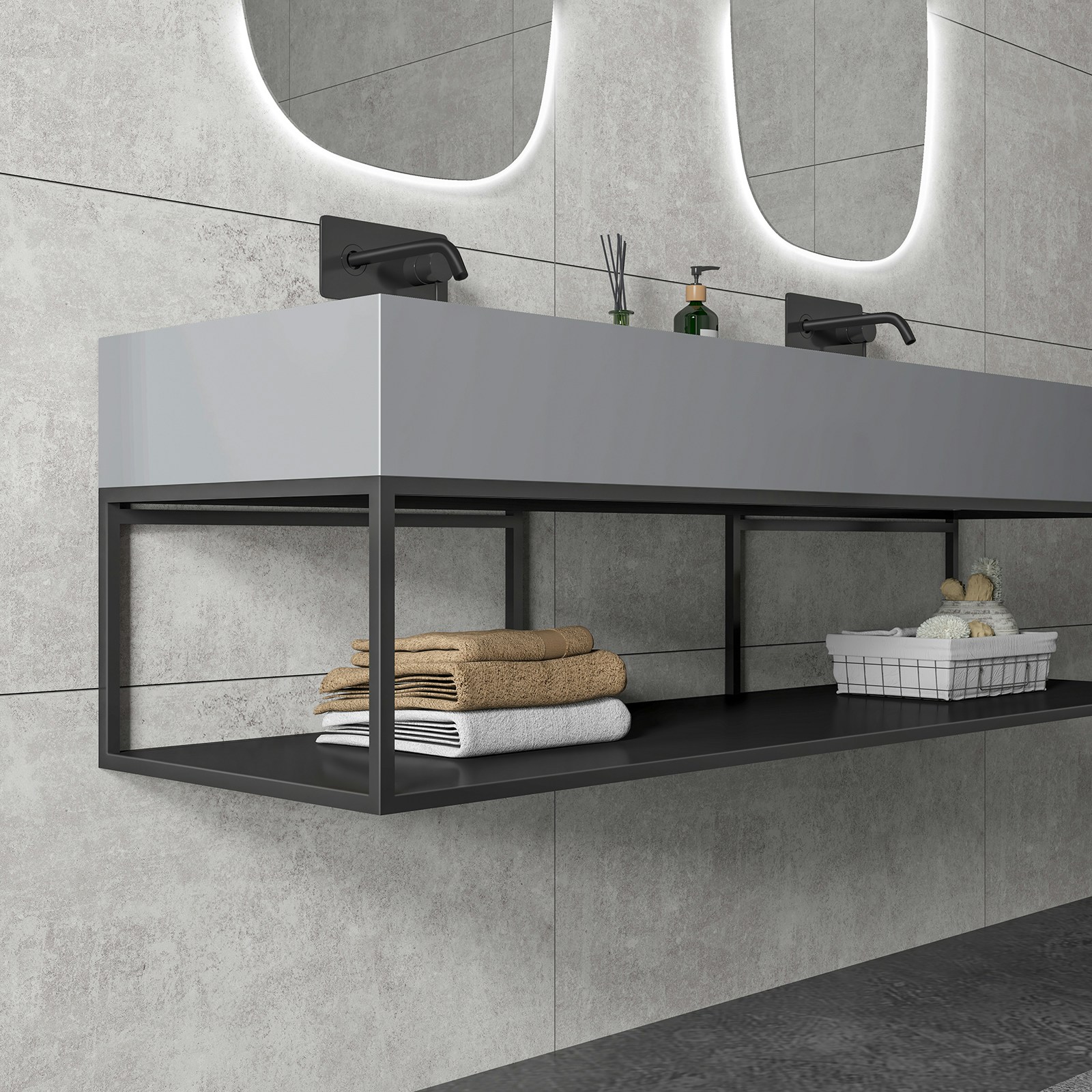 Waschbecken Metallkonsole 150S hängend - Schwarz matt - passendes Untergestell für BERNSTEIN Waschbecken TWG16 Waschbecken Metallkonsole 150S hängend - Schwarz matt - passendes Untergestell für BERNSTEIN Waschbecken TWG16
